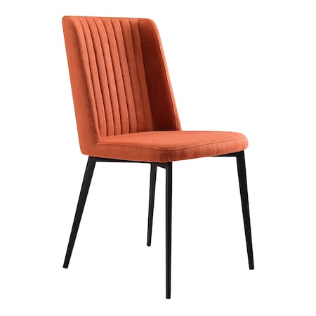 Armen Living Maine Contemporary Dining Chair in Matte Black Finish and Orange Fabric, PK2 LCMNSIOR